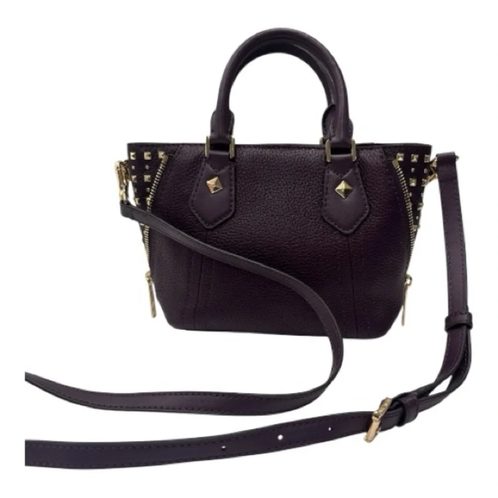 Michael Kors Dark Purple Studded Satchel  Rare XS Aria Studded Satchel Crossbody